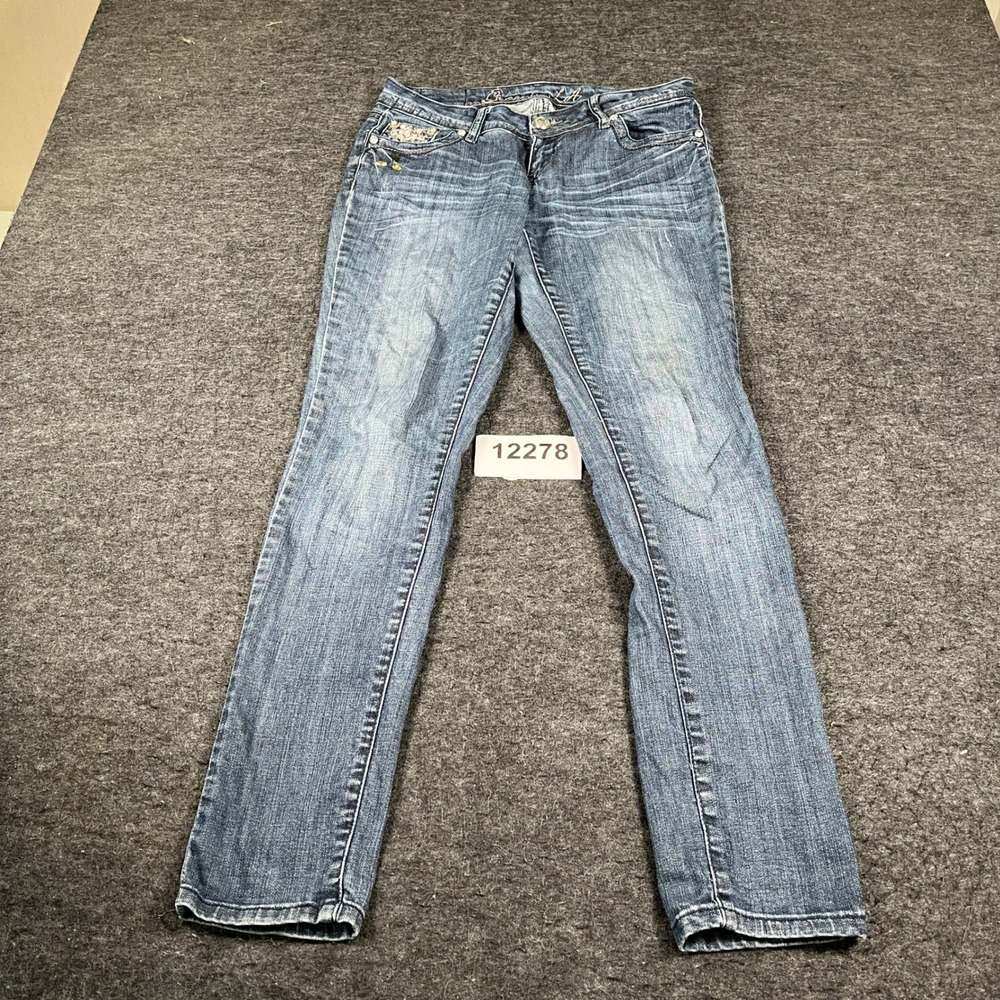 Grace in LA Jeans Women 9/28 Blue Denim Cotton Stretch Embroidered Pocket Casual